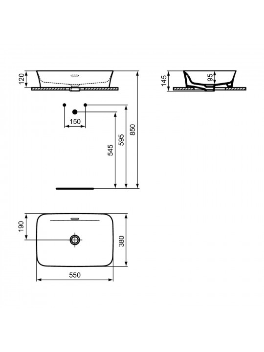 Раковина для ванной комнаты IDEAL STANDARD IPALYSS VSL BSN 55X38 WHITE RECT OF (E207801)