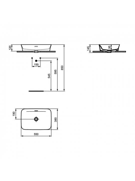 Bathroom sink IDEAL STANDARD IPALYSS VSL BSN 55X38 POME RECT OF (E2078V6)