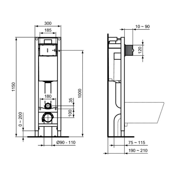 Туалет-биде IDEAL STANDARD ECO WC FRAME NO FLUSHPLATE (E233267)