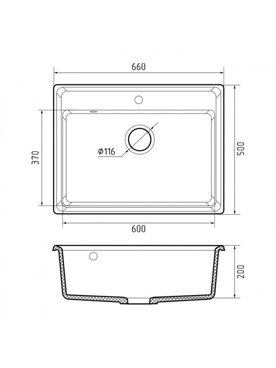 Мойка для кухни GRANFEST LEVEL 660 1-чаша 660*500 мм графит 