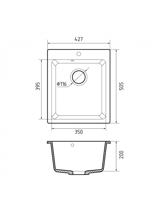 Kitchen sink GRANFEST PRACTIK  505 1-чаша 505*427 мм терракот 