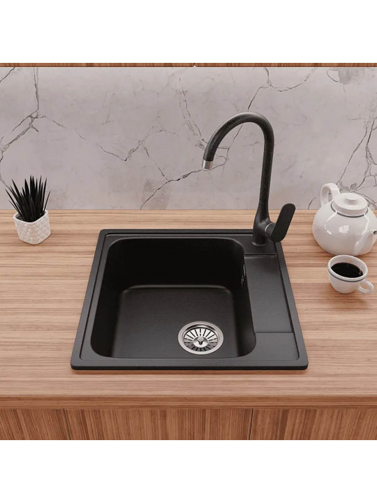 Kitchen sink GRANFEST QUARZ 48 1-чаша 480*480 мм черный 