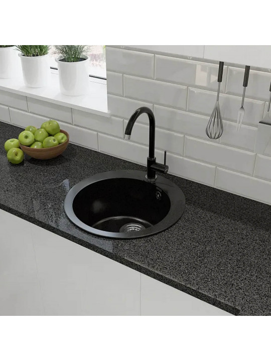 Kitchen sink GRANFEST RONDO 480 1-чаша D-475 мм черный 