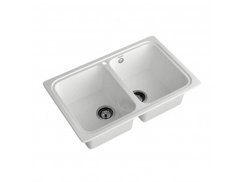 Kitchen sink GRANFEST STANDART 780K 2-чаши 780*510 мм иней 