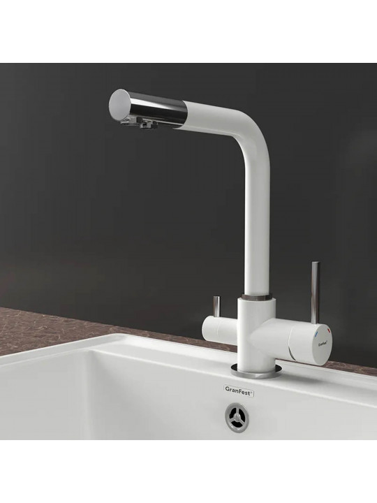 Kitchen tap GRANFEST СМЕСИТЕЛЬ Г-обр 3611 С краном питьевой воды D-35мм иней 