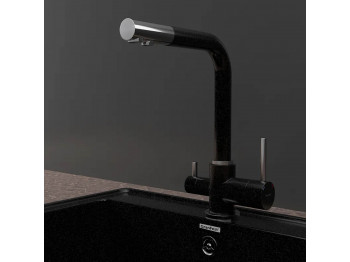 Kitchen tap GRANFEST СМЕСИТЕЛЬ Г-обр 3611 С краном питьевой воды D-35мм черный 