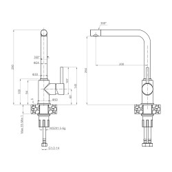 Kitchen tap GRANFEST СМЕСИТЕЛЬ Г-обр 3651 D-35мм иней 