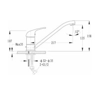 Kitchen tap GRANFEST СМЕСИТЕЛЬ ПРЯМОЙ D-35мм песочный 