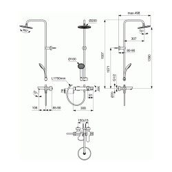 Ցնցուղ-ծորակ IDEAL STANDARD CERAFINE O BSH MXR SHRSYS SL EX CHROME (BC749AA)