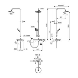 Ցնցուղ-ծորակ IDEAL STANDARD CERAFINE O BSH MXR SHRSYS SL EX SBLK (BC749XG)
