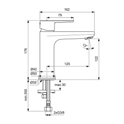 Душ-кран IDEAL STANDARD CERAFINE O BSN MXR H120 RMTD SBLK 5LPM (BC554XG)