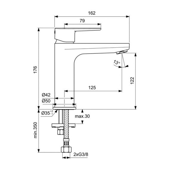 Ցնցուղ-ծորակ IDEAL STANDARD CERAFINE O BSN MXR H120 RMTD SBLK 5LPM (BC554XG)