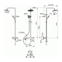 Ցնցուղ-ծորակ IDEAL STANDARD CERAFINE O SHRSYS MXR SL EX CHROME (BC750AA)