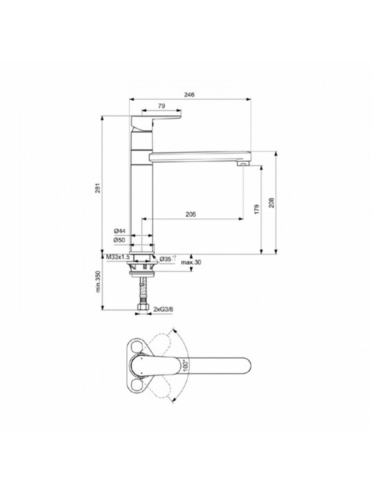 Shower-tap IDEAL STANDARD CERAFINE O SNK MXR H180 RMTD TUB.SP/SLDR (BC501AA)