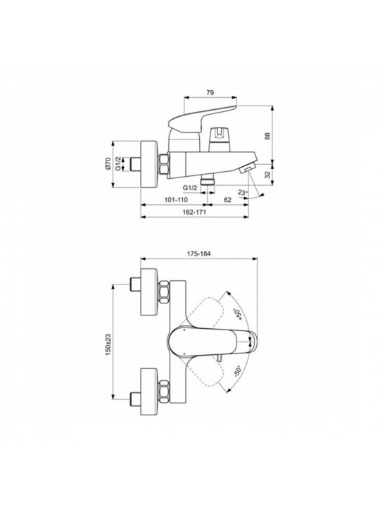 Ցնցուղ-ծորակ IDEAL STANDARD CERAFLEX BSH MXR EXPSD CHR CDR (B1740AA)