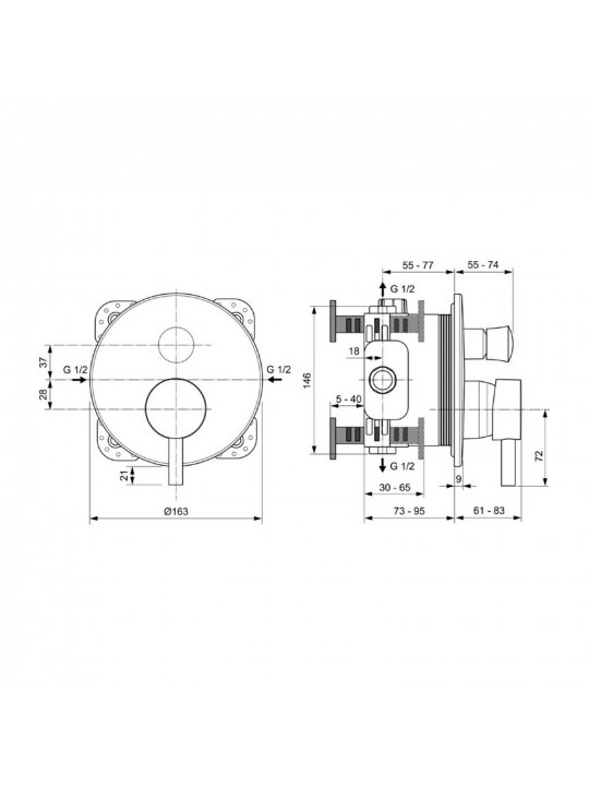 Shower-tap IDEAL STANDARD CERALINE BIN BSH SBLK KIT2 EASY BOX (A7389XG)