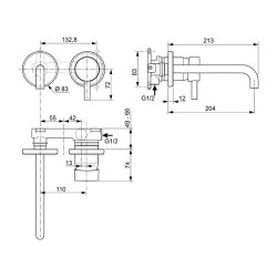 Душ-кран IDEAL STANDARD CERALINE BSN BIN SBLK KIT2 HOR/A1313NU (A6938XG)