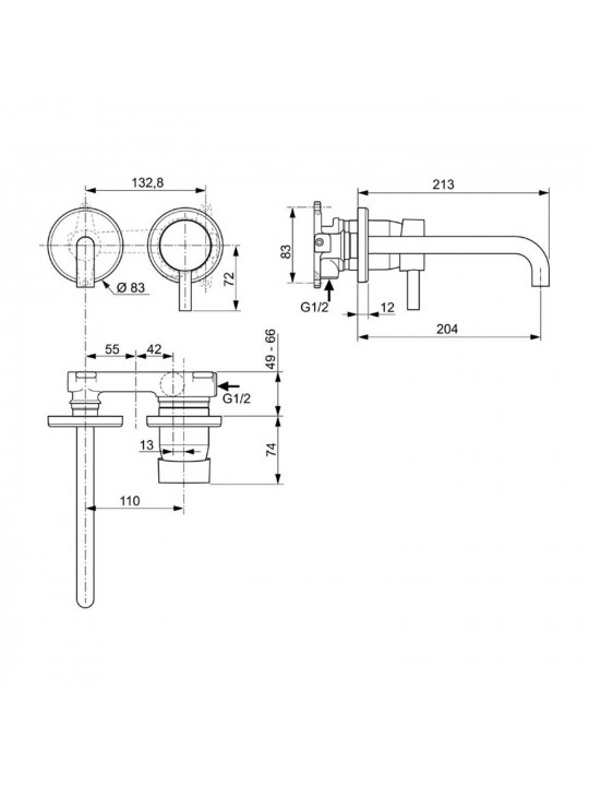 Ցնցուղ-ծորակ IDEAL STANDARD CERALINE BSN BIN SBLK KIT2 HOR/A1313NU (A6938XG)