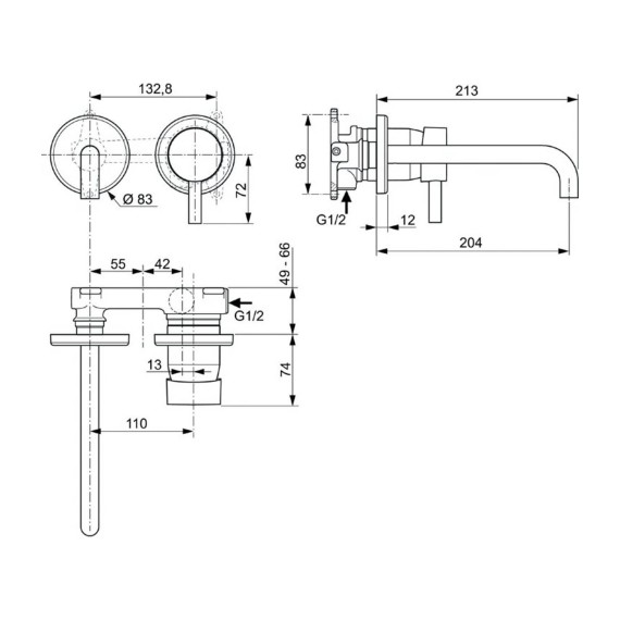 Ցնցուղ-ծորակ IDEAL STANDARD CERALINE BSN BIN SBLK KIT2 HOR/A1313NU (A6938XG)