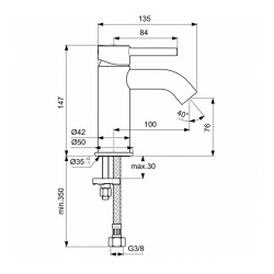 Shower-tap IDEAL STANDARD CERALINE BSN MXR RMTD CHR 5LPM (BC268AA)