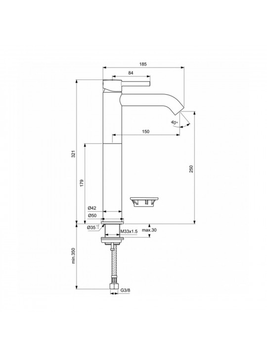 Shower-tap IDEAL STANDARD CERALINE BSN MXR RMTD SBLK VSL 5LPM (BC269XG)