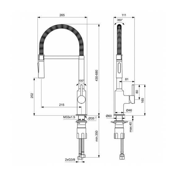 Ցնցուղ-ծորակ IDEAL STANDARD CERALOOK SNK MXR RMTD CHR 7LPM SEMI PRO (BC302AA)