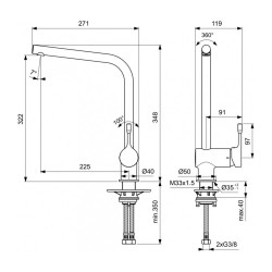 Душ-кран IDEAL STANDARD CERALOOK SNK MXR RMTD TUB.SPT L SBLK (BC174XG)