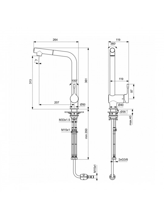 Ցնցուղ-ծորակ IDEAL STANDARD CERALOOK SNK MXR SDE/HDL PO HS/1F BLUEST (BC176AA)