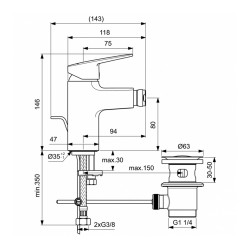 Душ-кран IDEAL STANDARD CERAPLAN BID MXR RMTD PU/M 5L (BD248AA)
