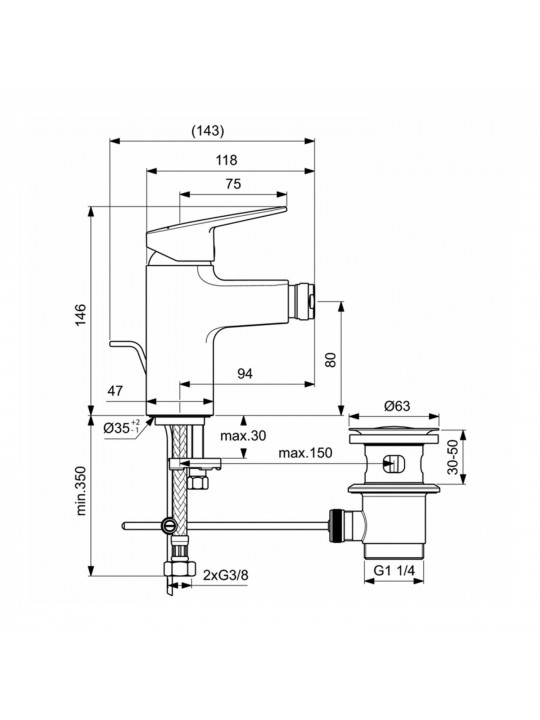 Shower-tap IDEAL STANDARD CERAPLAN BID MXR RMTD PU/M 5L (BD248AA)