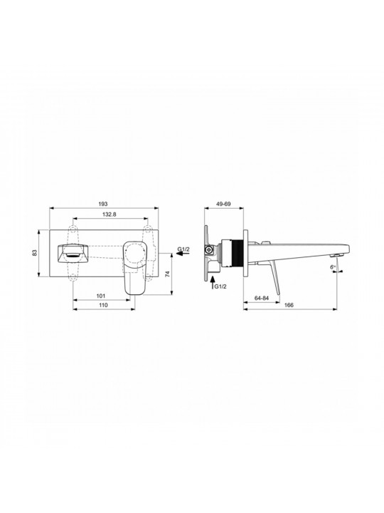 Ցնցուղ-ծորակ IDEAL STANDARD CERAPLAN BSN MXR BIN CHR KIT2 HORIZ 5L (BD244AA)