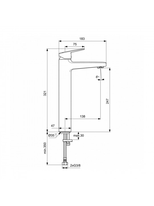 Ցնցուղ-ծորակ IDEAL STANDARD CERAPLAN BSN MXR H2 3.80 RMTD VSL 3.8L (BD236AA)