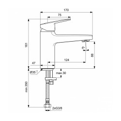 Душ-кран IDEAL STANDARD CERAPLAN BSN MXR H90 RMTD 5L (BD222AA)