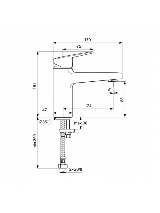 Shower-tap IDEAL STANDARD CERAPLAN BSN MXR H90 RMTD 5L (BD222AA)