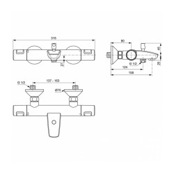 Душ-кран IDEAL STANDARD CERATHERM T25 BSH MXR EXPSD (A7206AA)