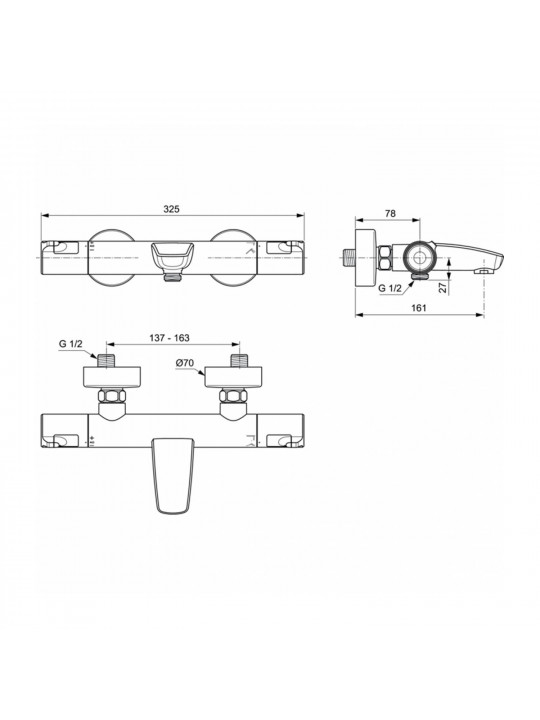 Душ-кран IDEAL STANDARD CERATHERM T50 BSH MXR EXPSD (A7223AA)