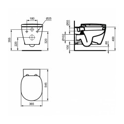 Toilet-bidet IDEAL STANDARD CONNECT WHG BWL HO WHITE BXD (E803501)