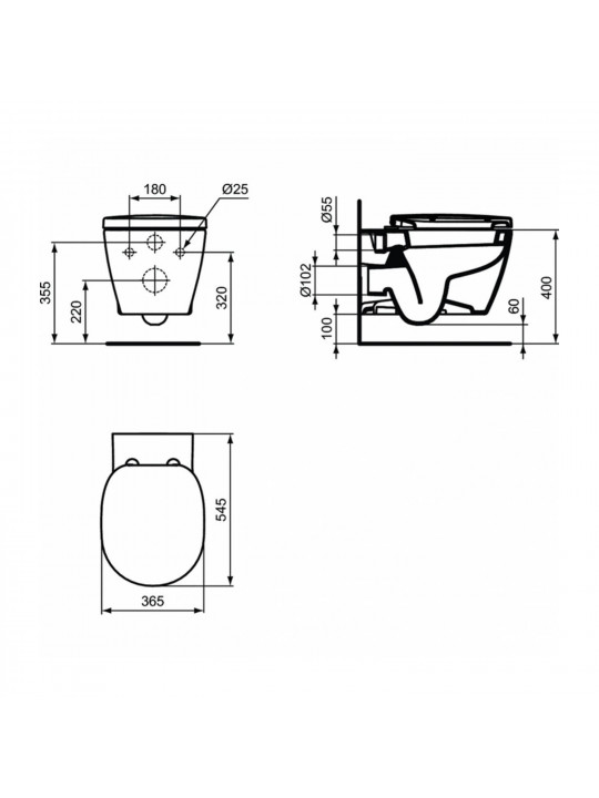 Toilet-bidet IDEAL STANDARD CONNECT WHG BWL HO WHITE BXD (E803501)