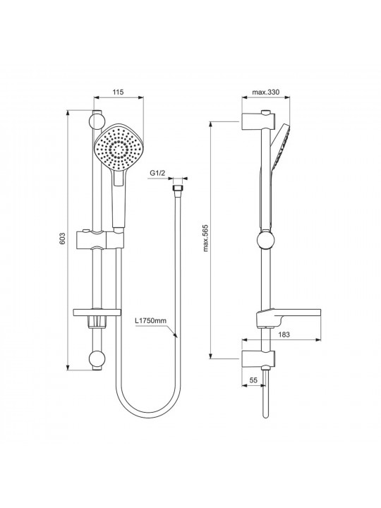 Ցնցուղ-ծորակ IDEAL STANDARD IRAIN EVO SHK 3F/DMD600MM IF/1750 SDLITE (B2621AA)