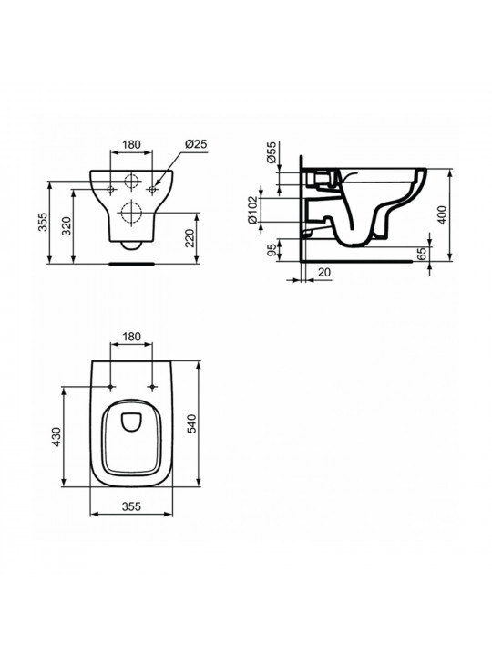 Toilet-bidet IDEAL STANDARD IS 1 LIFE A WHG BWL OF RL+ WHITE BXD (T471701)