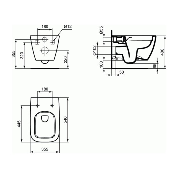 Զուգարանակոնք-բիդե IDEAL STANDARD IS 1 LIFE B WHG BWL HF RL+WHITE BXD (T461401)