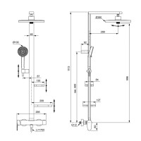 Душ-кран IDEAL STANDARD CF ALU+SHR SYS SL 2F 260MM 2S/ SBLK (BD584XG)