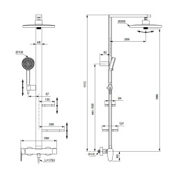 Ցնցուղ-ծորակ IDEAL STANDARD CF ALU+SHR SYS SL 2F 260MM 2S/ SBLK (BD584XG)
