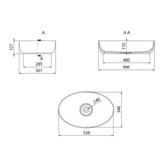 Bathroom sink IDEAL STANDARD LADIA 530*360*125 (WB55001)