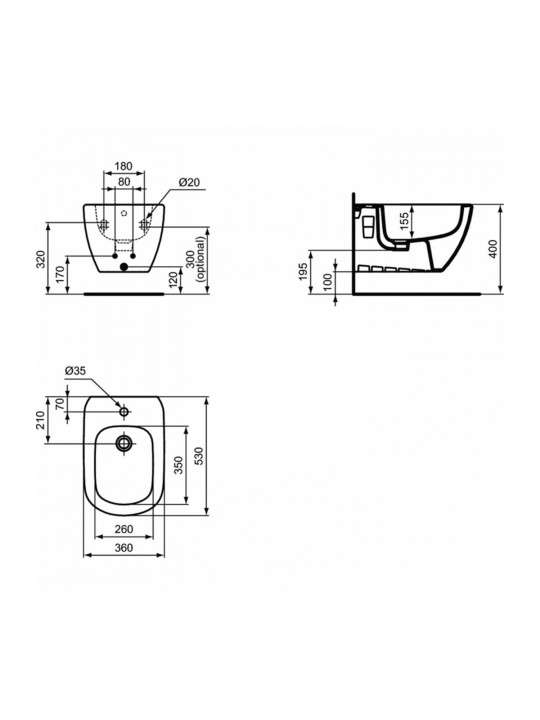 Toilet-bidet IDEAL STANDARD TESI WHG BID SILK WHT HF BXD (T3552V1)