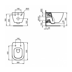Toilet-bidet IDEAL STANDARD TESI WHG BWL SILKBL AB HF BXD (T0079V3)