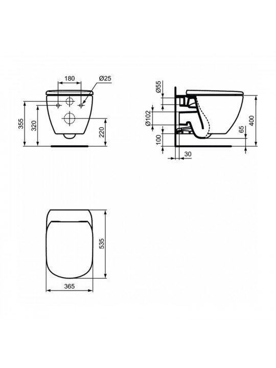 Туалет-биде IDEAL STANDARD TESI WHG BWL WHITE AB HF BXD (T007901)