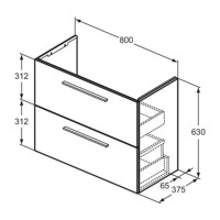 Раковина для ванной комнаты IDEAL STANDARD IS I. LIFE S VTY UNIT 2 DRWS 80 NAT OAK (T5295NX)