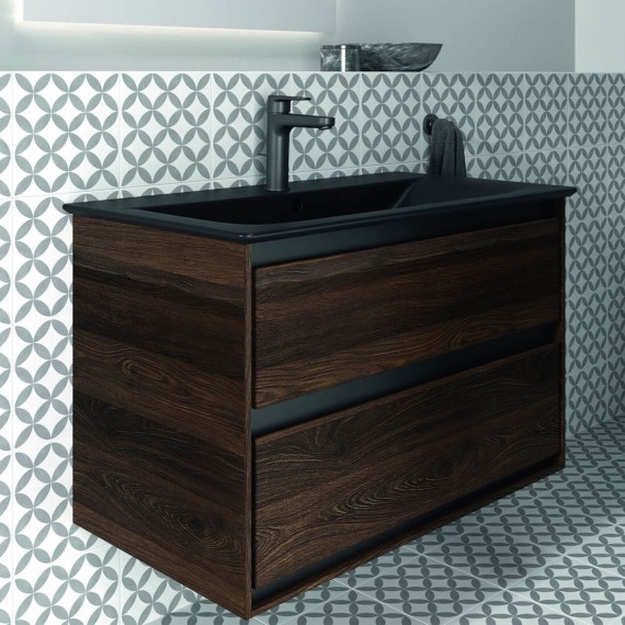 Раковина для ванной комнаты IDEAL STANDARD C.AIR BSN UNIT 80X44 SLKBLK & WOOD 2 DRWR (R0474NE)