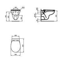 Զուգարանակոնք-բիդե IDEAL STANDARD TIRSO WH BOWL RIMLS SC S&C WHT (R034301)
